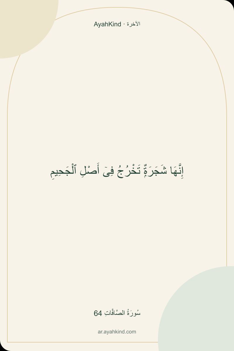 إِنَّهَا شَجَرَةٌۭ تَخْرُجُ فِىٓ أَصْلِ ٱلْجَحِيمِ — سُورَةُ الصَّافَّاتِ 64